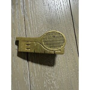 VINTAGE Baron Buckle Belt Buckle Solid Brass Tennis Racket 1978‎ Made Taiwan ROC
